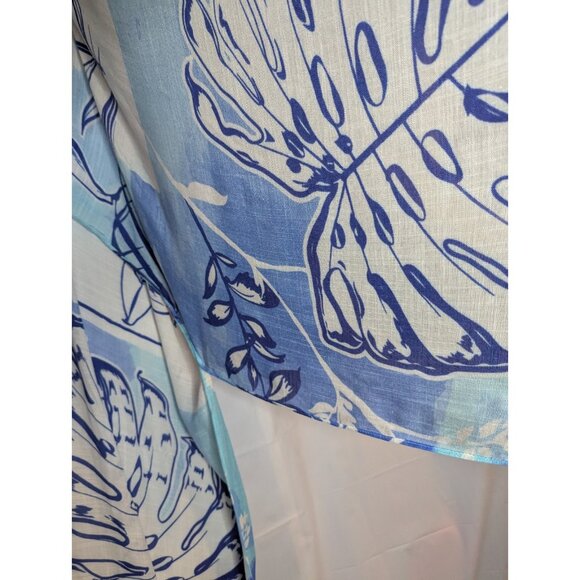 One by Onedder Women's Blue Palm Floral Kimono Cover Up Sz OS Beachy Resort Boho - Picture 6 of 15